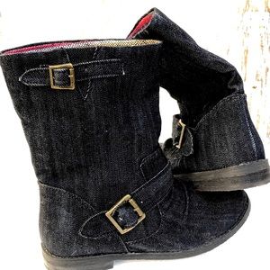 Black Denim Moto boots